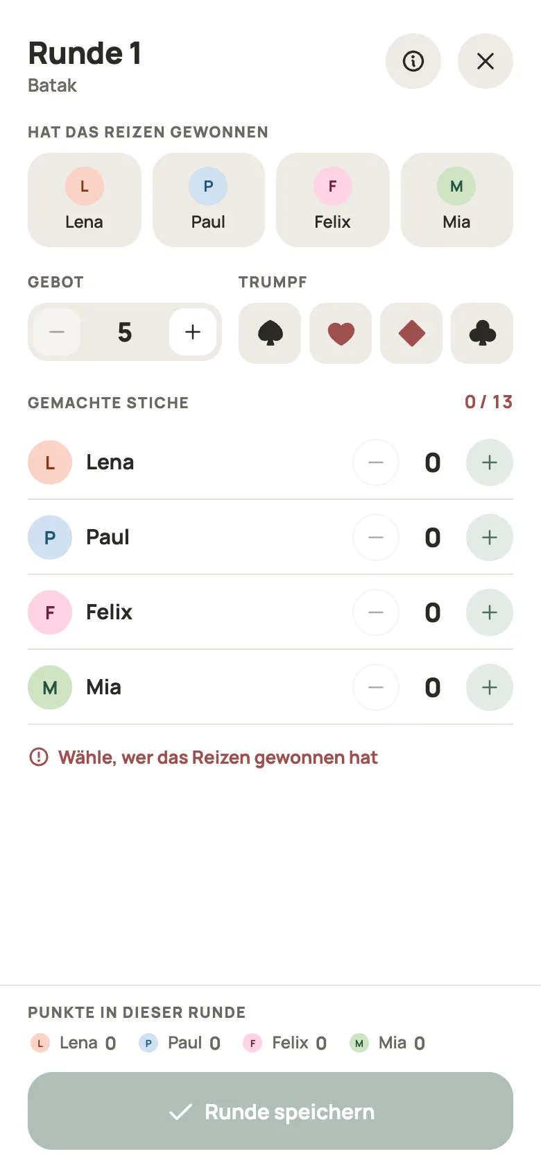 Eine Runde Batak in Yazboz Guru eintragen