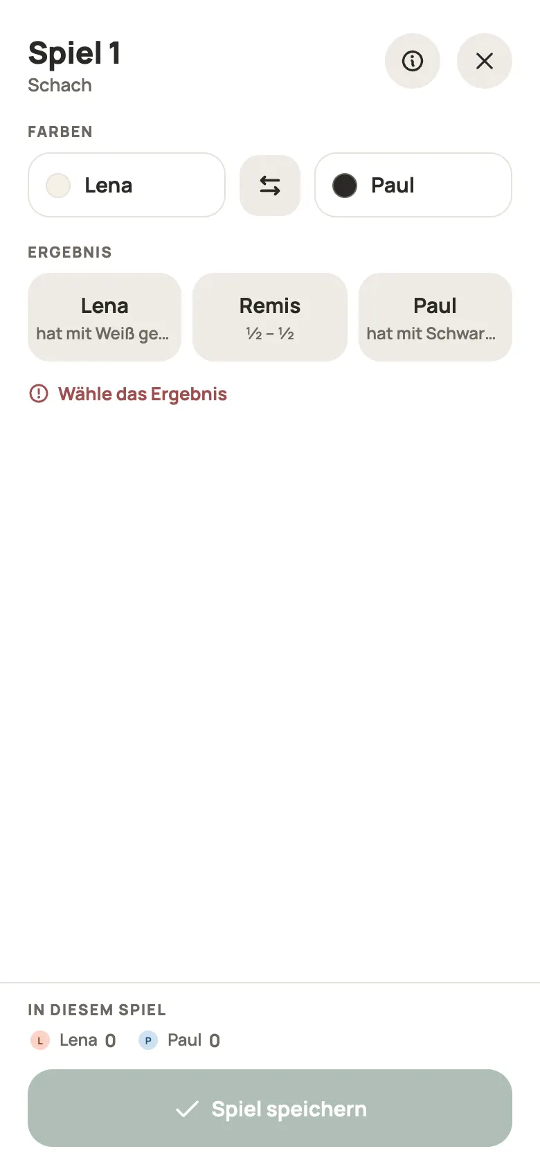 Eine Runde Schach in Yazboz Guru eintragen