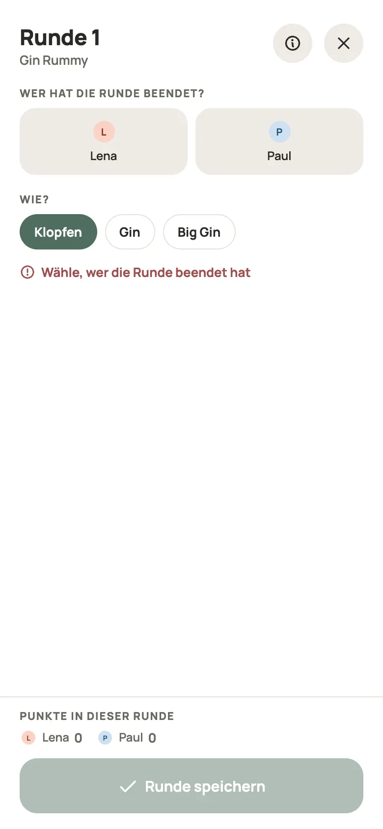 Eine Runde Gin Rummy in Yazboz Guru eintragen