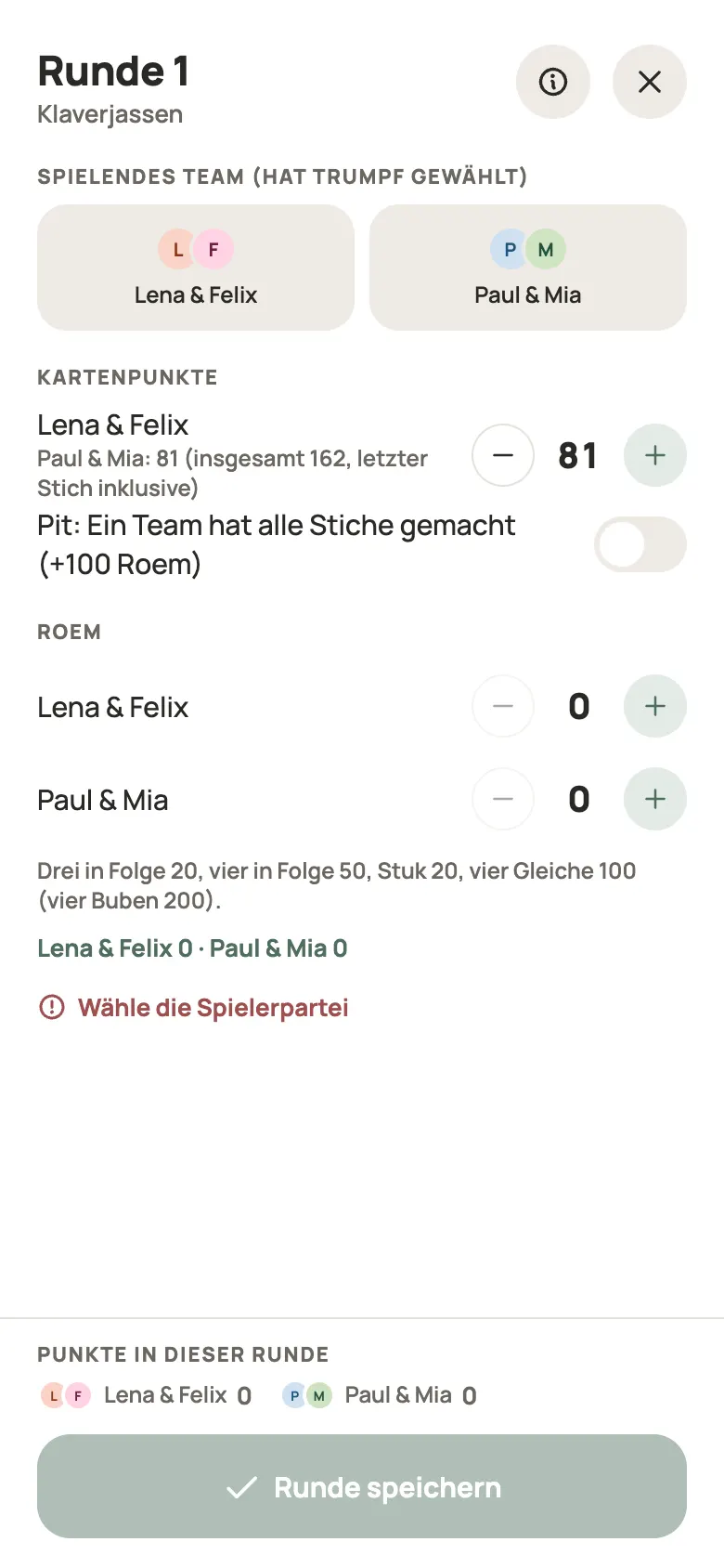 Eine Runde Klaverjassen in Yazboz Guru eintragen