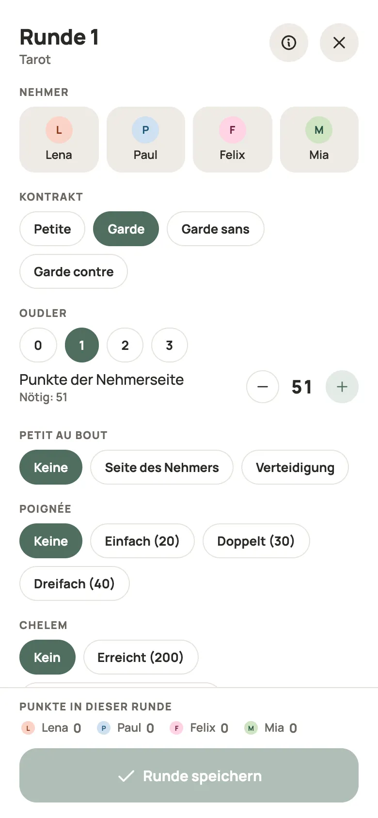 Eine Runde Tarot in Yazboz Guru eintragen