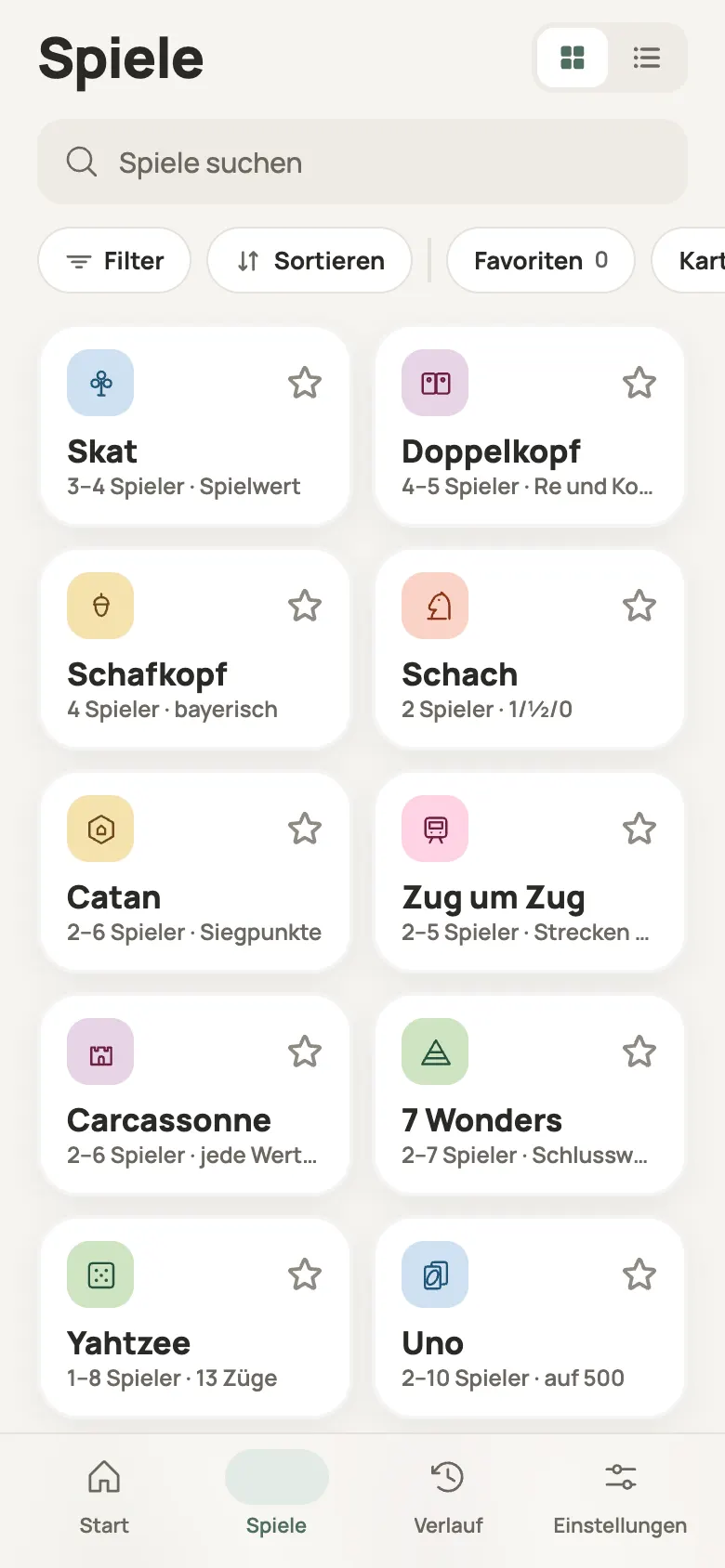Die Spieleliste