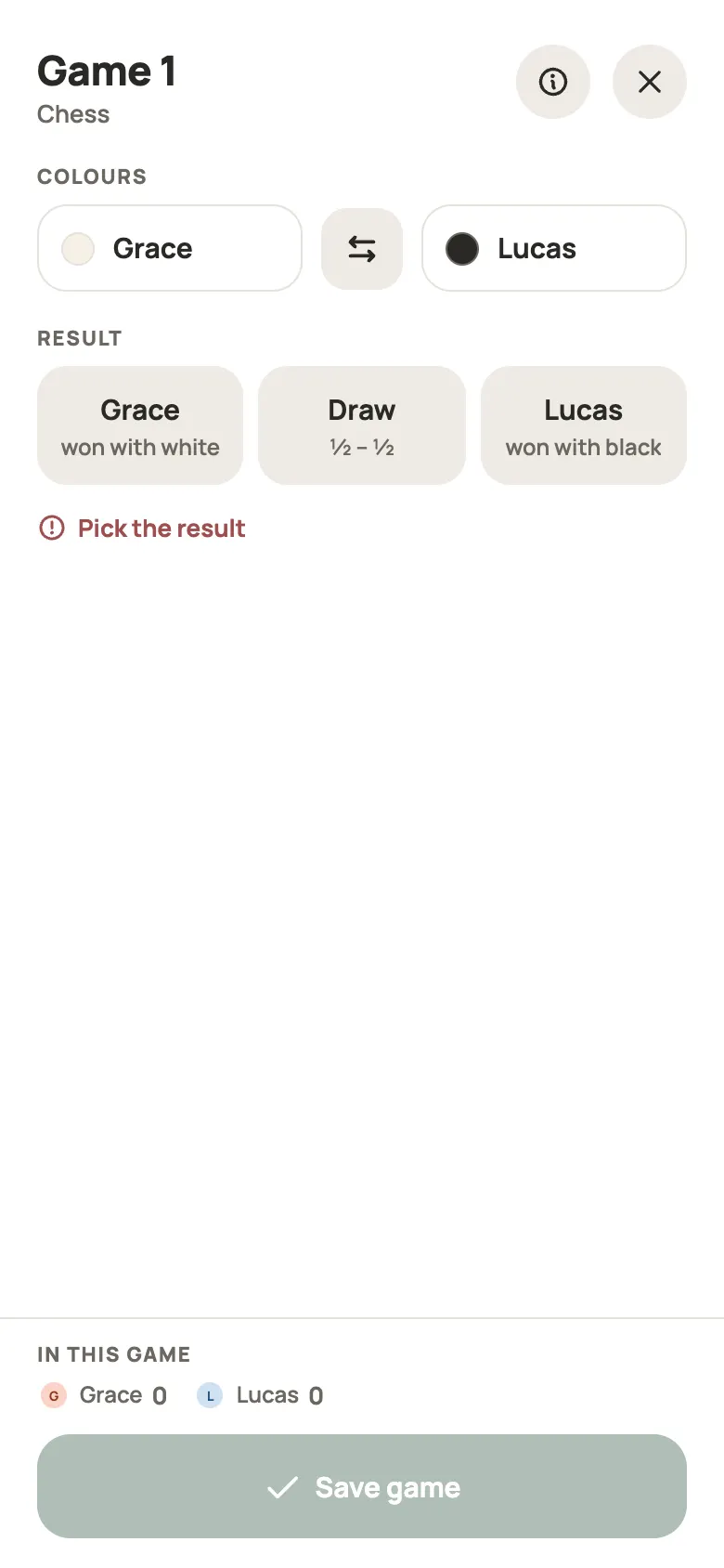 Entering a Chess round in Yazboz Guru