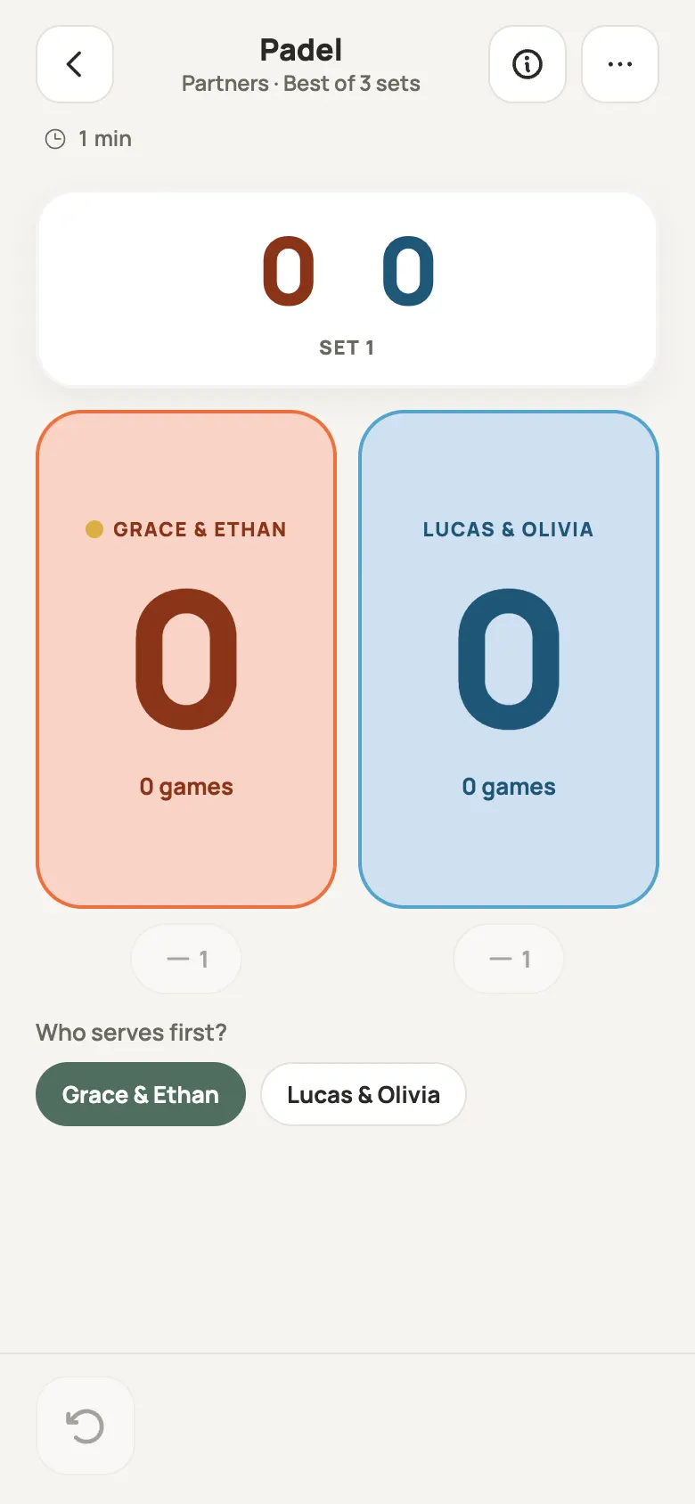 Padel score sheet in Yazboz Guru