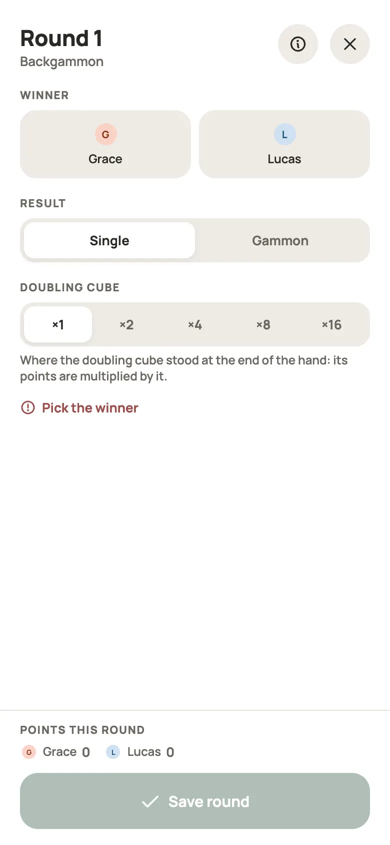 Entering a Backgammon round in Yazboz Guru