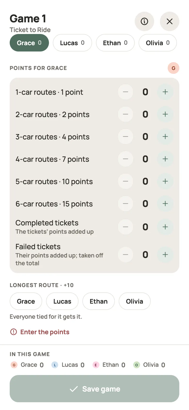 Entering a Ticket to Ride round in Yazboz Guru