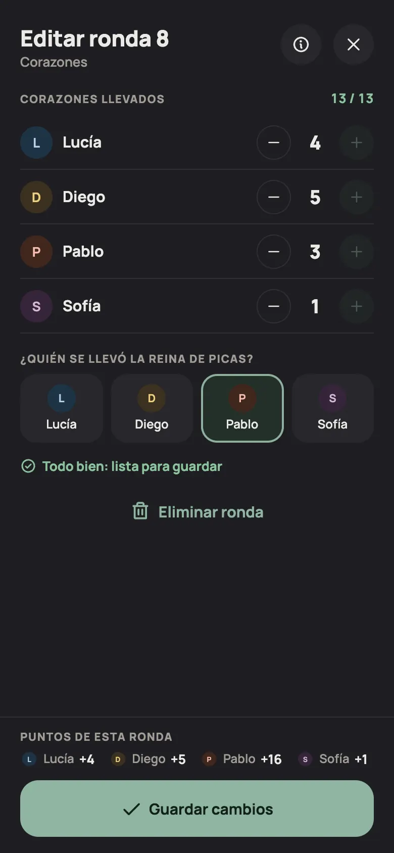 Anotar una ronda