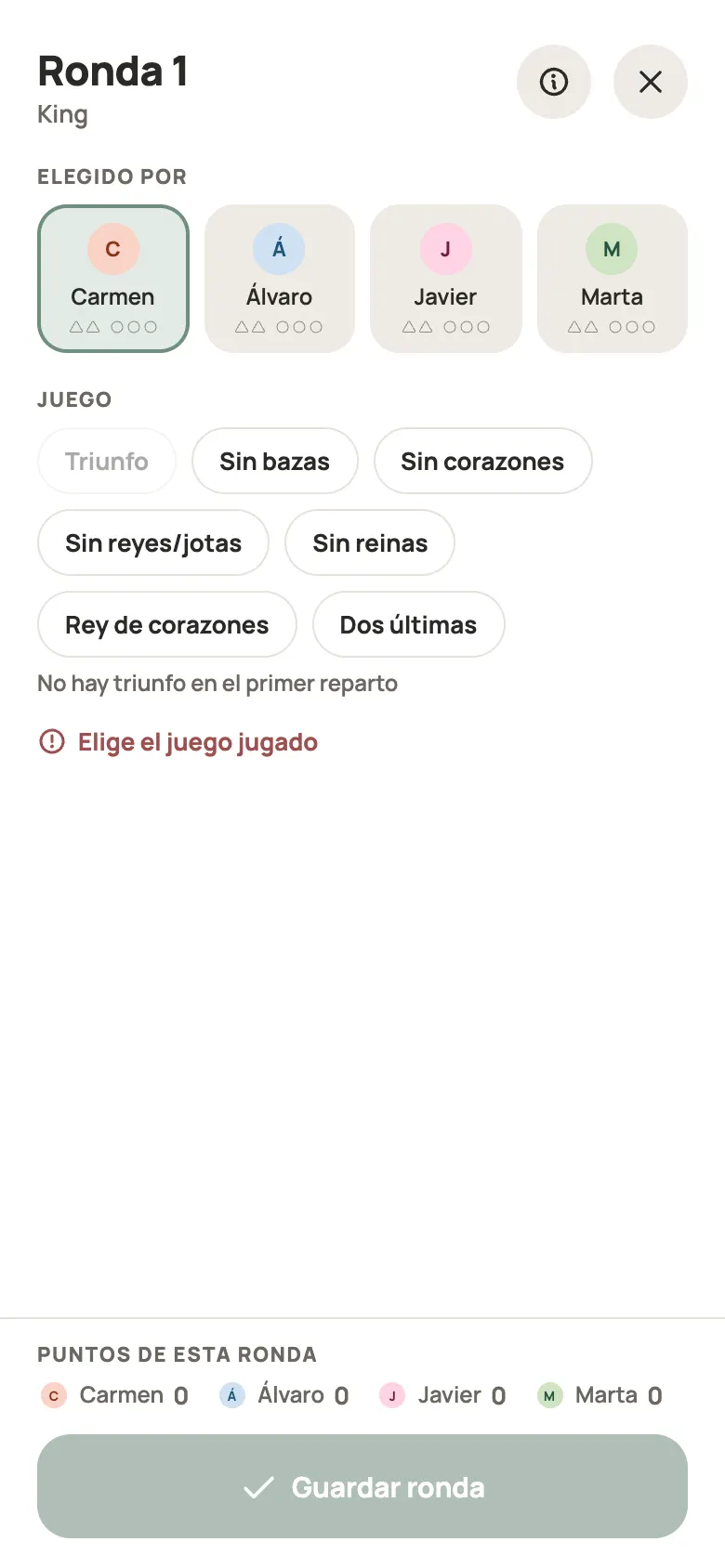 Anotar una ronda de King en Yazboz Guru