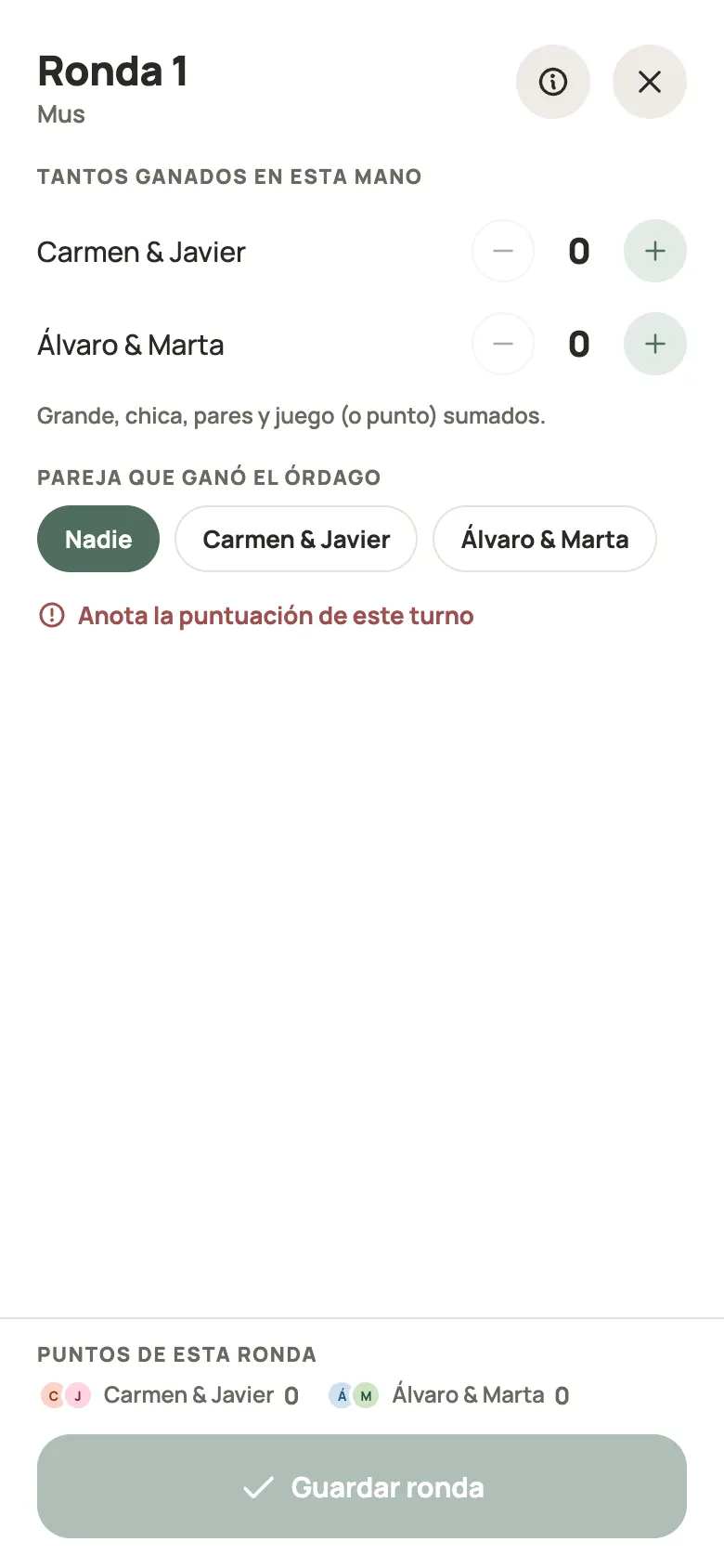Anotar una ronda de Mus en Yazboz Guru