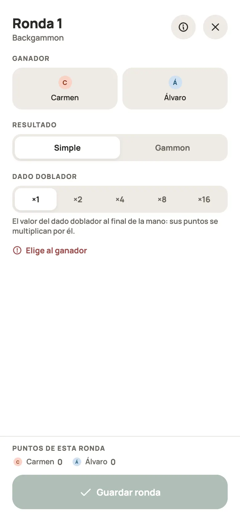 Anotar una ronda de Backgammon en Yazboz Guru