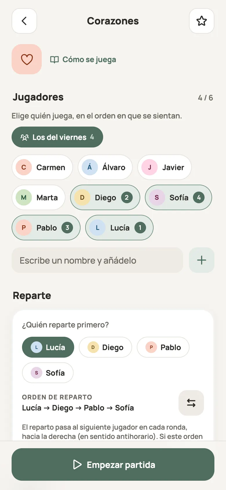 Preparar una partida