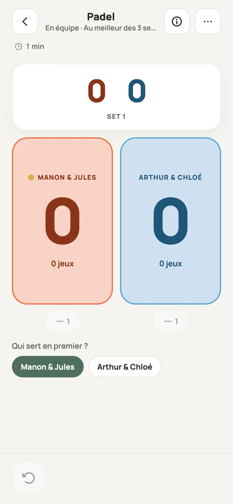Feuille de score de Padel dans Yazboz Guru