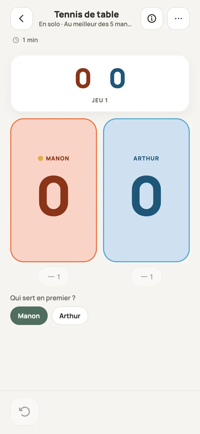 Feuille de score de Tennis de table dans Yazboz Guru