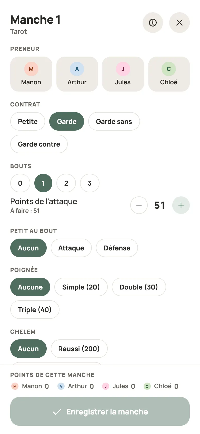 Saisie d’une manche de Tarot dans Yazboz Guru