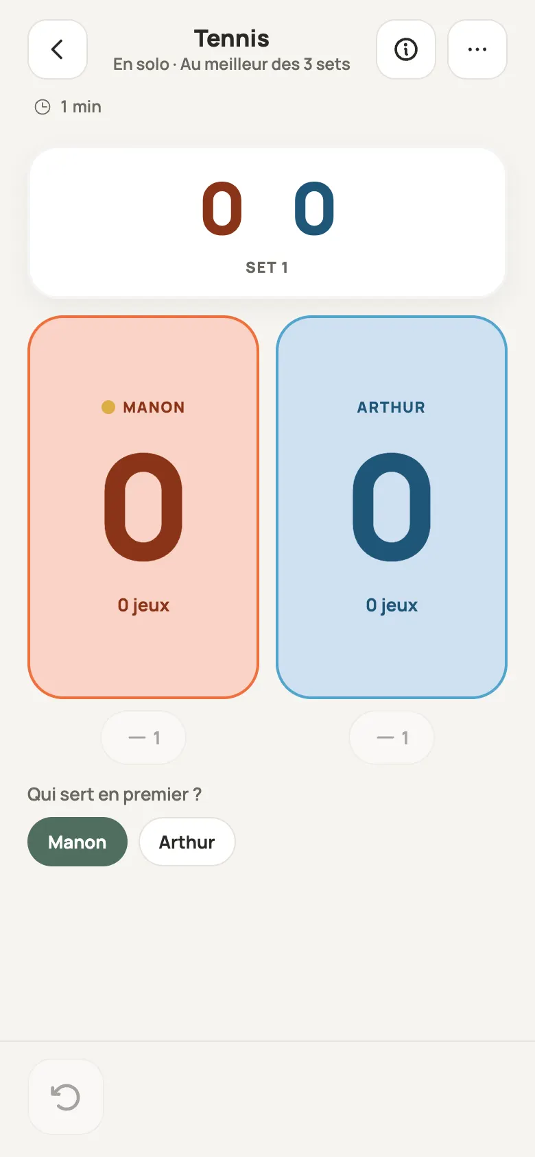 Feuille de score de Tennis dans Yazboz Guru