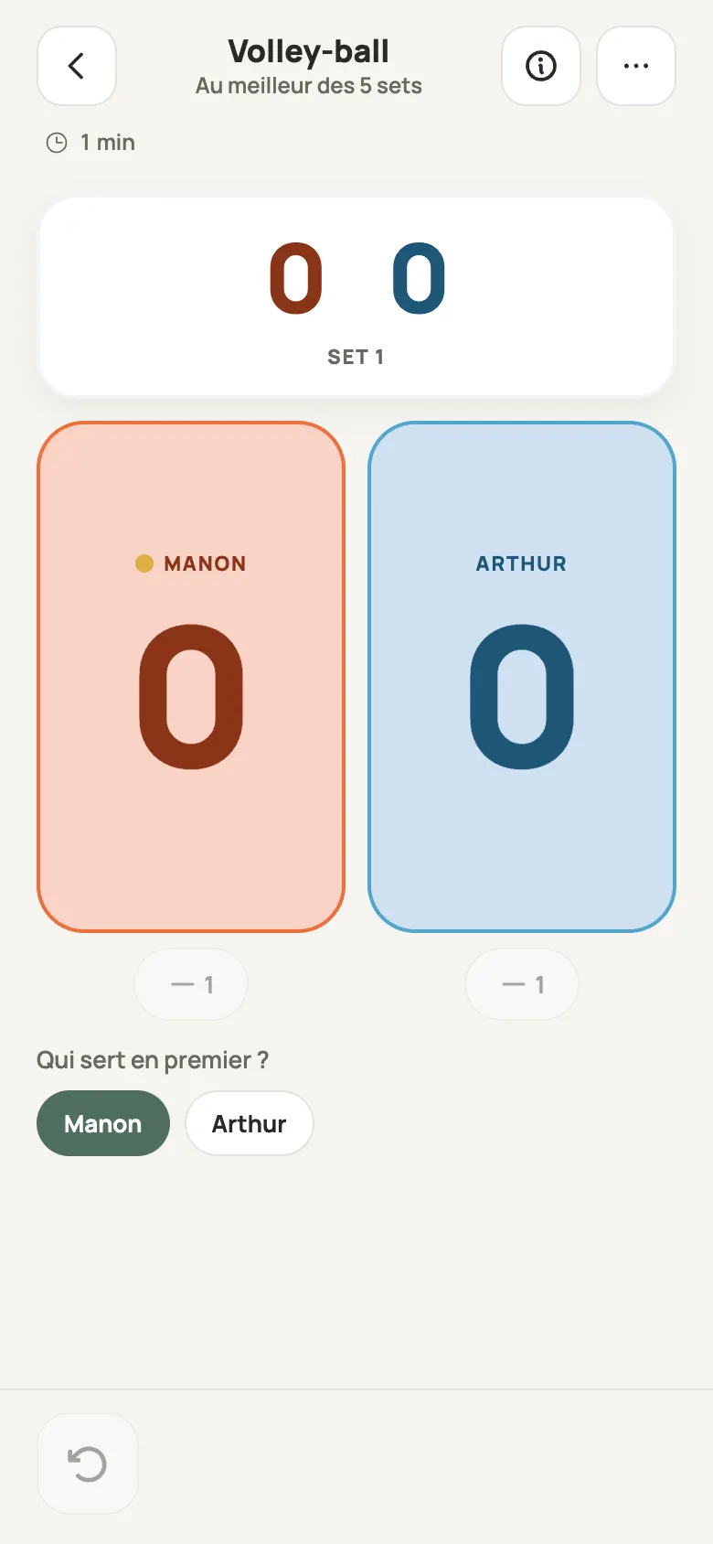 Feuille de score de Volley-ball dans Yazboz Guru