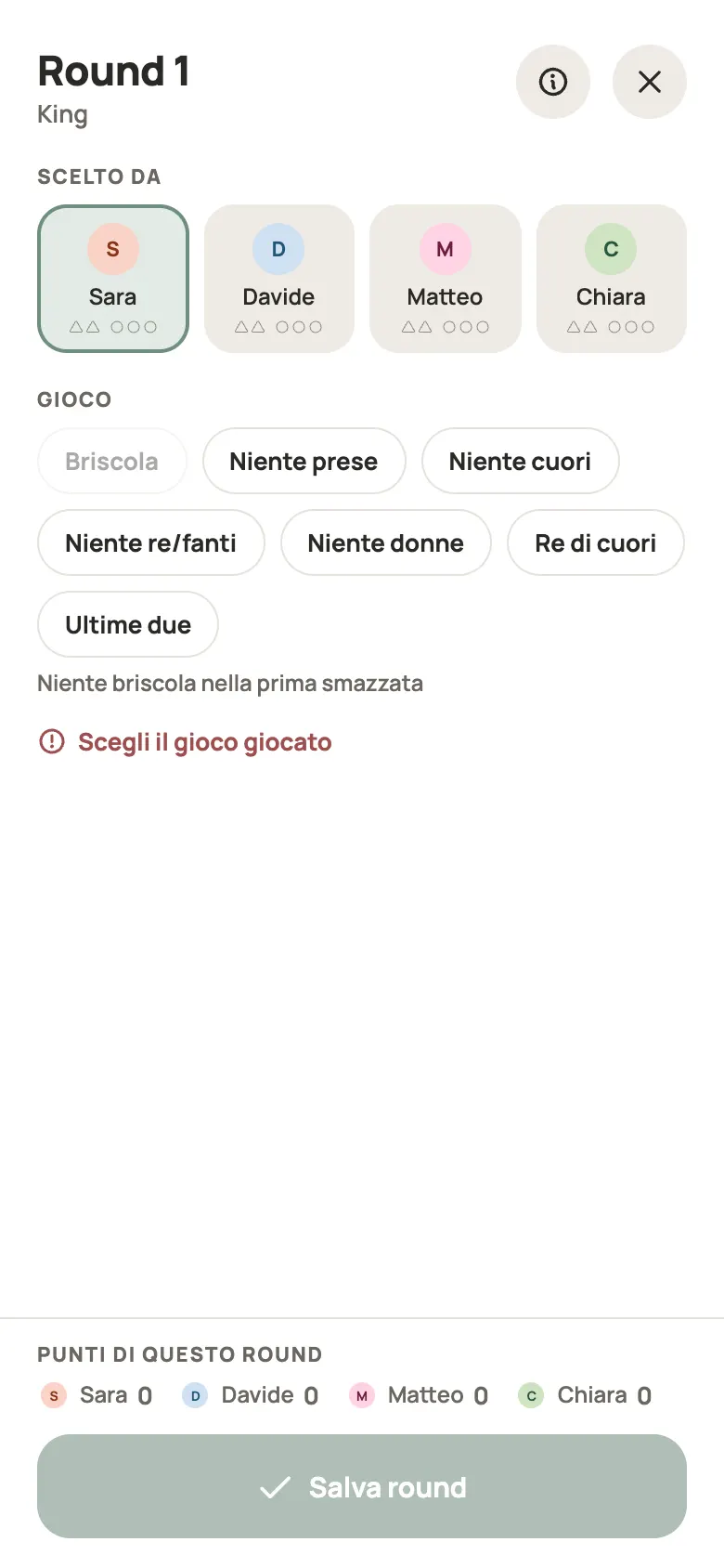 Inserimento di una mano di King in Yazboz Guru