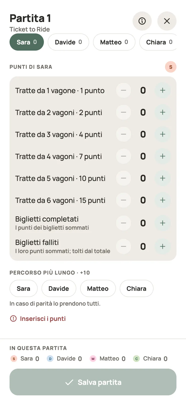 Inserimento di una mano di Ticket to Ride in Yazboz Guru