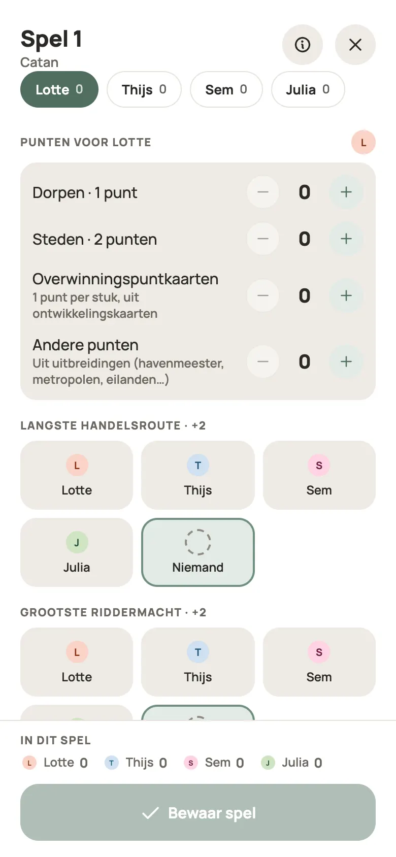 Een ronde Catan invullen in Yazboz Guru