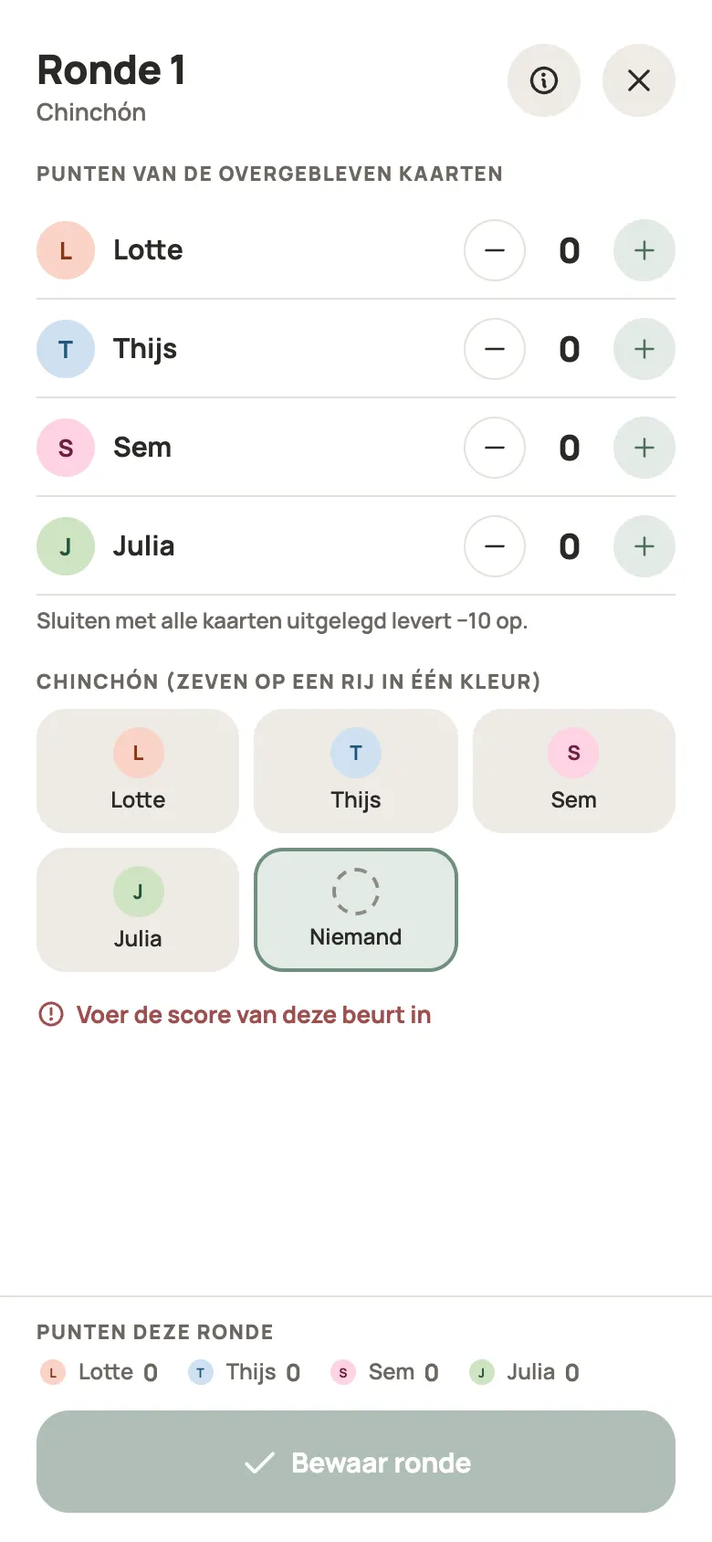 Een ronde Chinchón invullen in Yazboz Guru