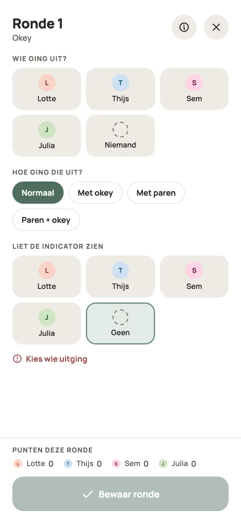 Een ronde Okey invullen in Yazboz Guru