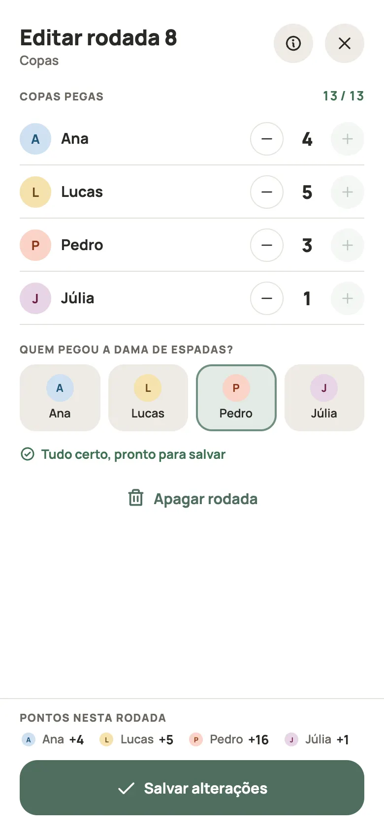 Marcando uma rodada