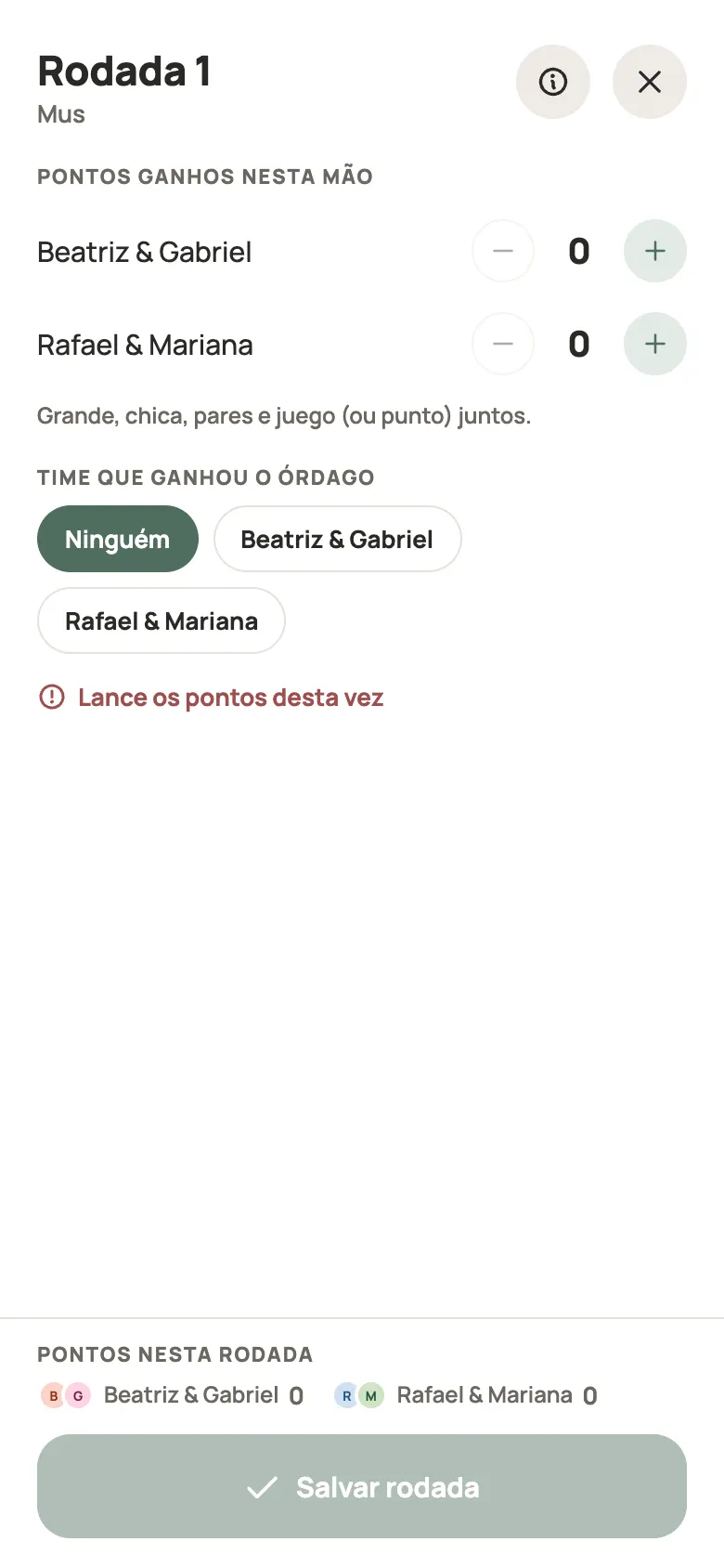 Anotando uma rodada de Mus no Yazboz Guru