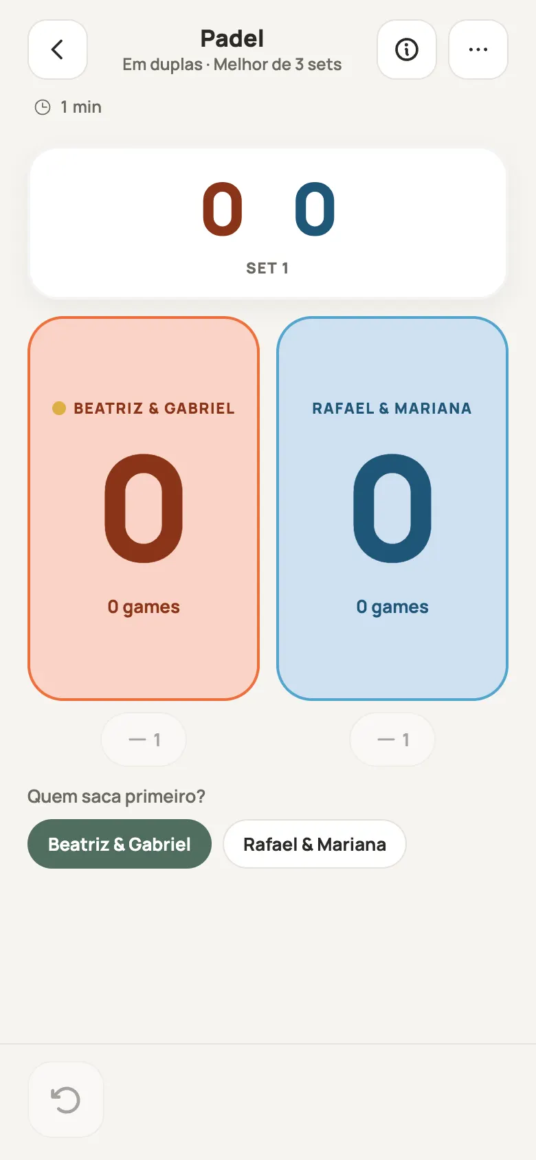 Placar de Padel no Yazboz Guru