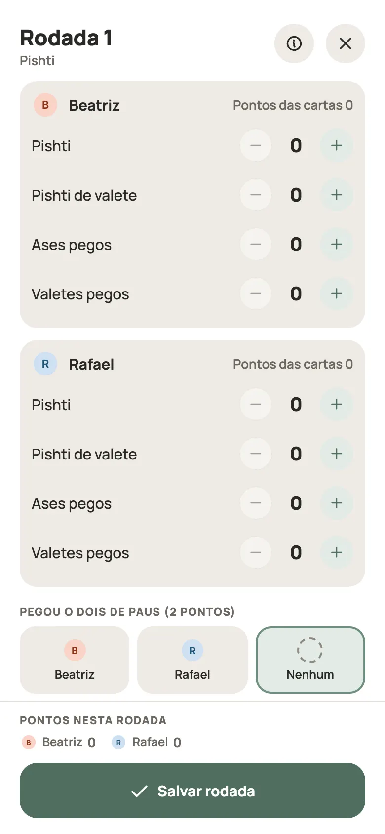 Anotando uma rodada de Pishti no Yazboz Guru
