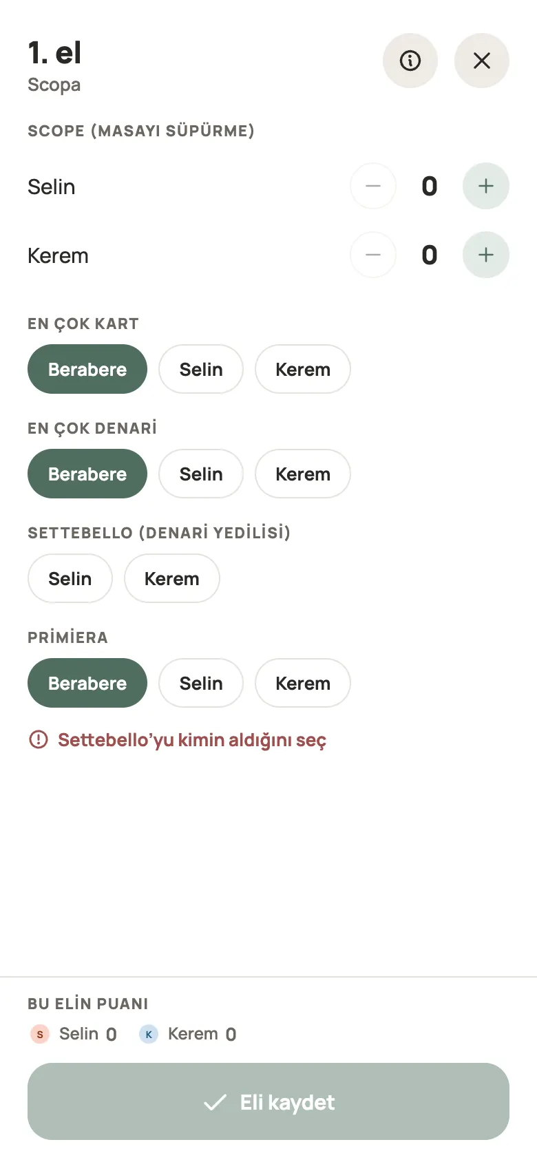 Yazboz Guru’da bir Scopa elinin girişi
